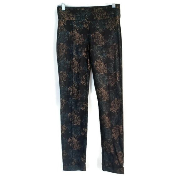 Lord & Taylor Women's Pants Multi Floral Sz 2 Slim Leg Ankle Pleat Stretch Rose - Picture 2 of 11